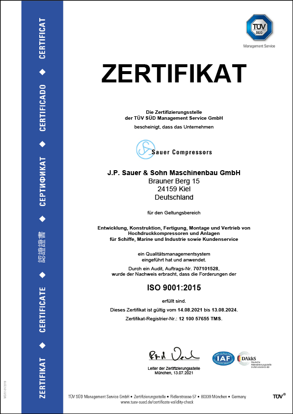 ISO 9001 2015 TUV SUD de ex 2024