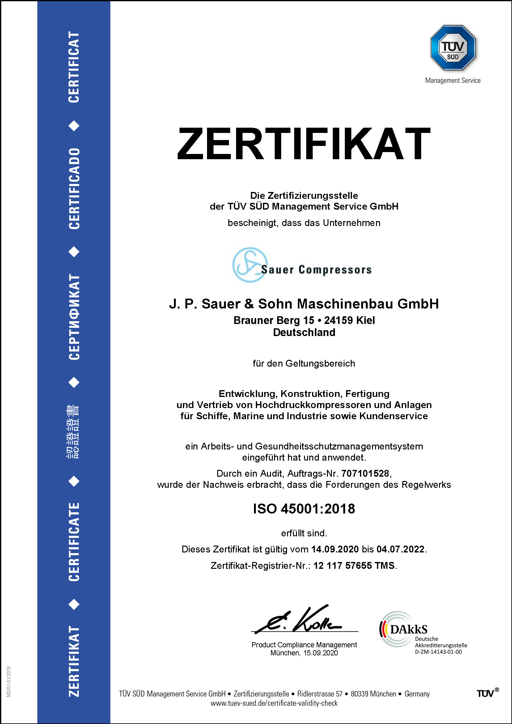SC ISO 45001 2018 TUVSUD de